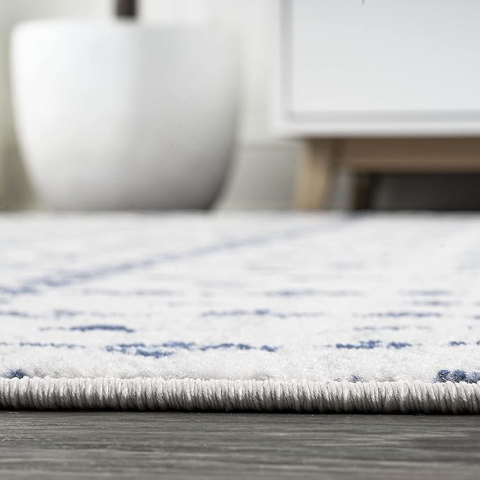 JONATHAN Y Boho Vintage Diamond Cream/Navy Indoor Area Rug 8X10 ft, Moroccan - Image 9