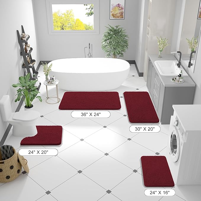 OLANLY Bathroom Runner Rugs 70x24, Soft Absorbent Chenille Bath Rugs, Rubber - Image 2