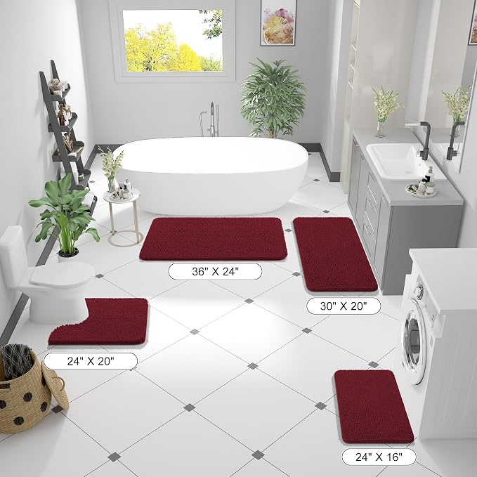 OLANLY Bathroom Runner Rugs 70x24, Soft Absorbent Chenille Bath Rugs, Rubber - Image 2