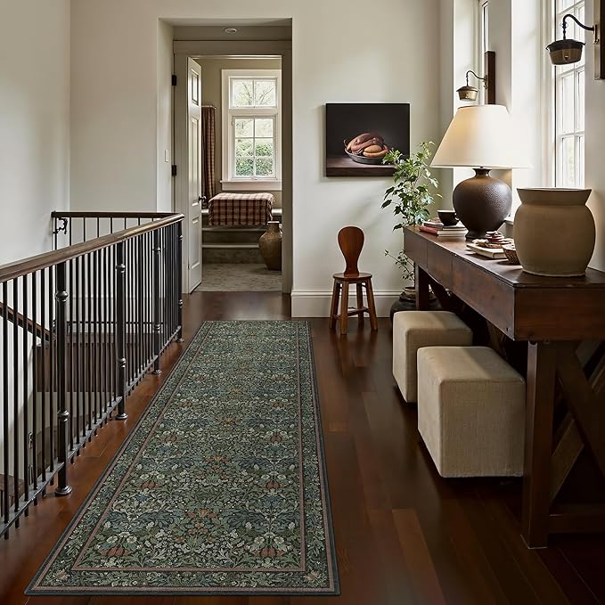GENIMO Floral Washable Runner Rug 2’6”x12’, Non-Slip Long Hallway Carpet - Image 4