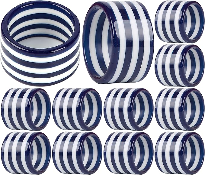 Navy Blue Epoxy Resin Napkin Rings Set of 12 | Premium epoxy resin, holiday by CLEENTABLE