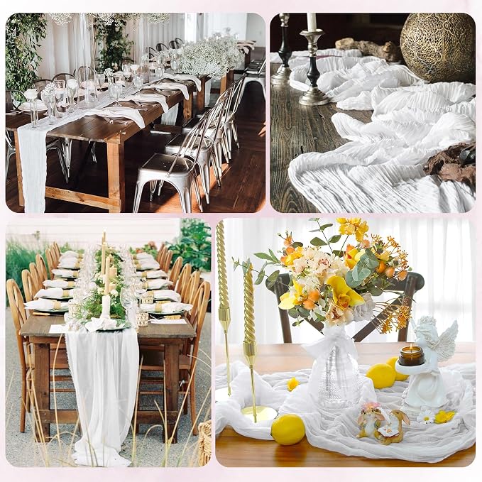12 Pack White Cheesecloth Table Runner 17x108 Inch Semi Sheer Boho Gauze Cheese - Image 4