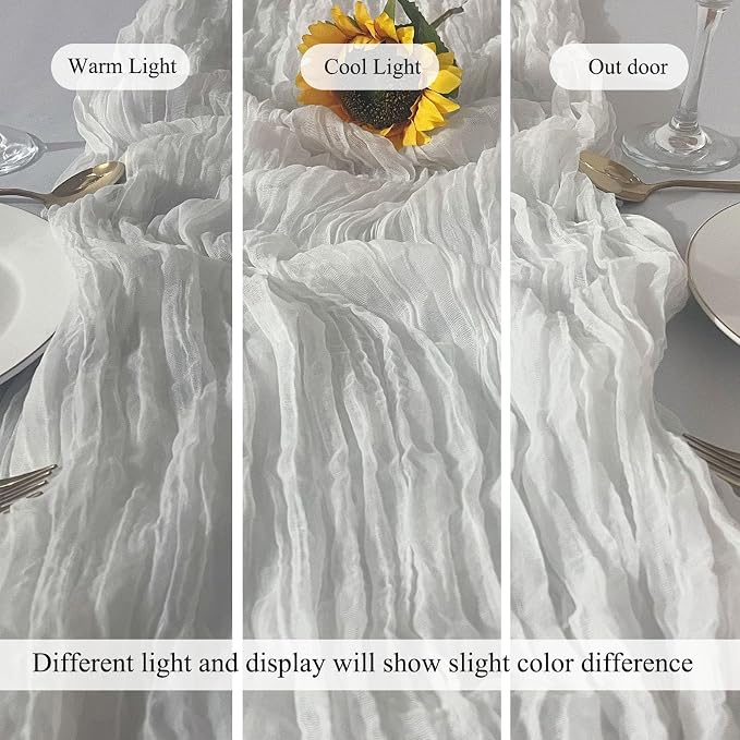 3Pack White Cheesecloth Table Runner 17x108inch Sheer White Table Runners | - Image 6