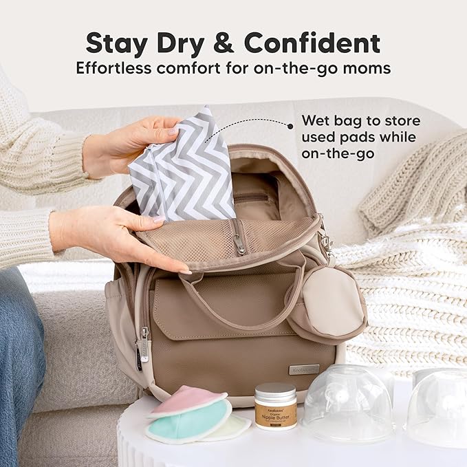 Organic Nursing Pads - 14 Washable Viscose Derived from Bamboo Breastfeeding Pads, Wash Bag, Reusable Breast Pads for Breastfeeding, Nipple Pads for Breastfeeding Essentials(Pastel Touch, L 4.8")