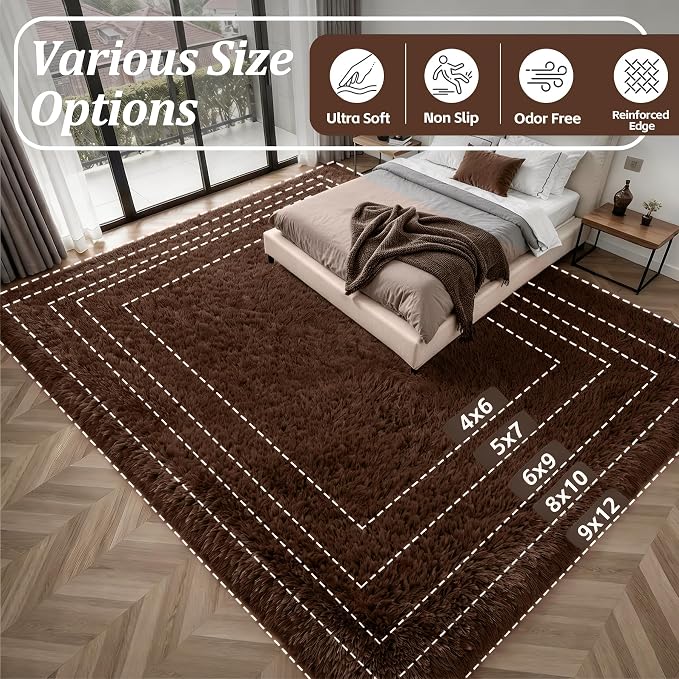 8x10 Area Rugs for Living Room Bedroom: Ultra Soft Fluffy Shag Rug Upgrade - Image 8