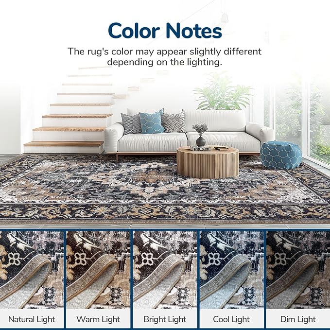 Lessymo 3 x 5 Area Rugs for Living Room, Machine Washable Area Rugs Boho Faux - Image 8