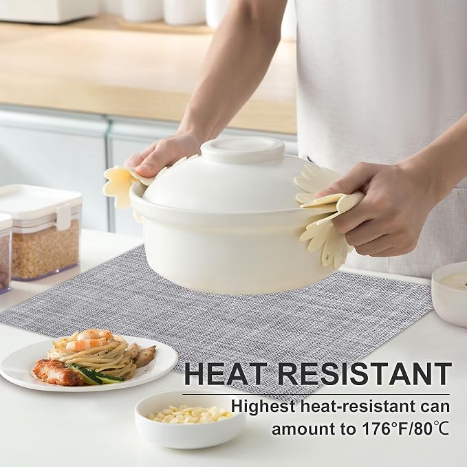 Vinyl Placemats Set of 6, PVC Woven Washable Non-Slip Table Mats, Heat - Image 2