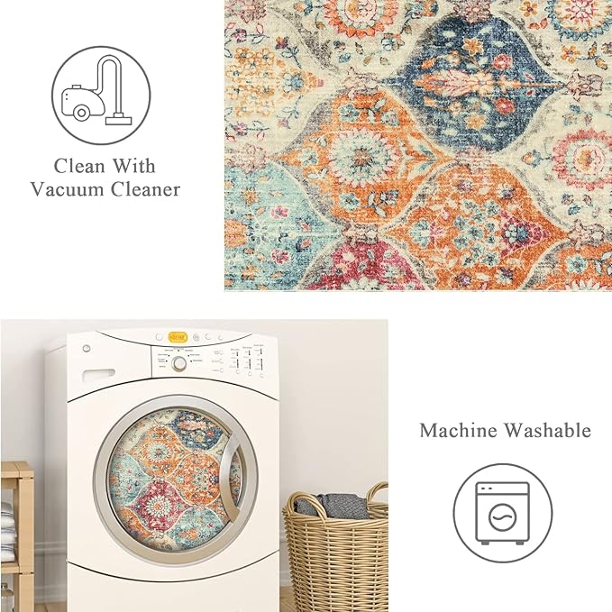 Lahome Moroccan Trellis Washable Small Area Rug, 3x5 Area Rug - Image 2