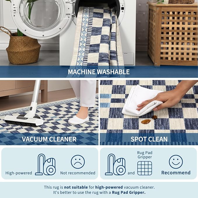 GarveeHome 2x3 Small Rug for Kitchen Modern Checkered Area Rug for Bathroom - Image 2
