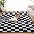 Super Soft Rug for Bedroom, 5x8 Ft Black and White Area Rug Classic Checkered by TOOHUB