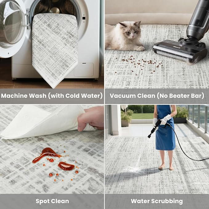 5x7 Area Rugs Washable Rug: Anti-Skid Abstract Modern Living Room Rug Soft Thin - Image 5