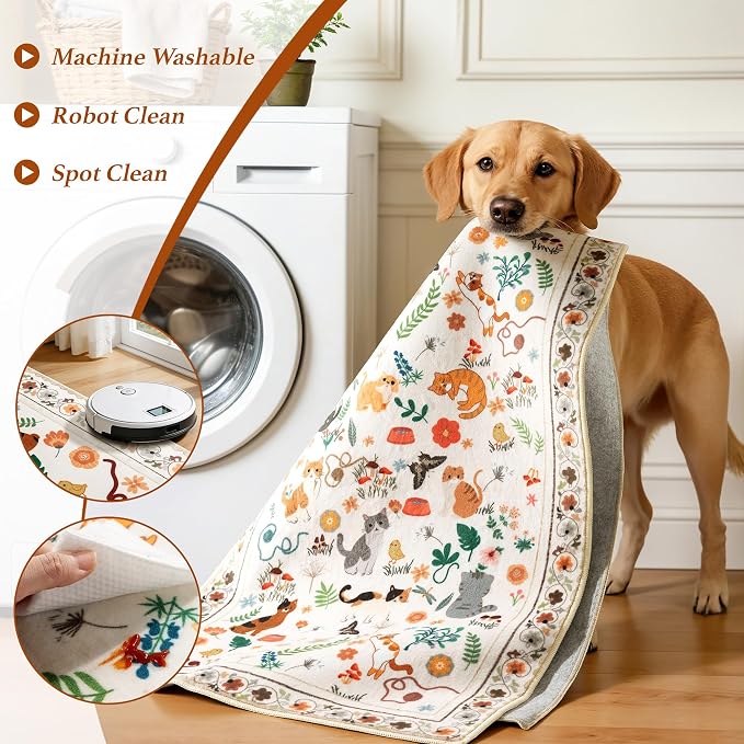 LIANLAM 2.7x8 Cat Themed Runner Rug - Image 5