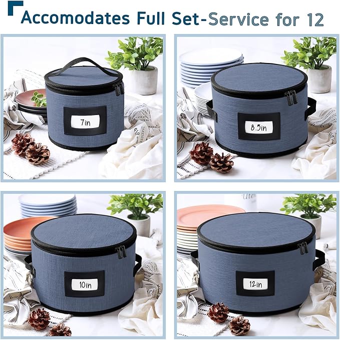 Fine China Storage Containers Hard Shell, 4 Piece Dish Storage Containers - Image 2