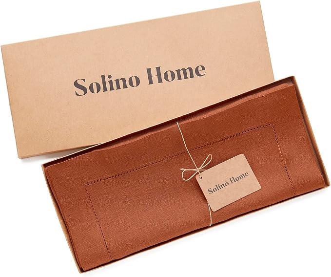 Solino Home 100% Pure Linen Table Runner Cinnamon Hemstitch, 14 x 36 in | - Image 6