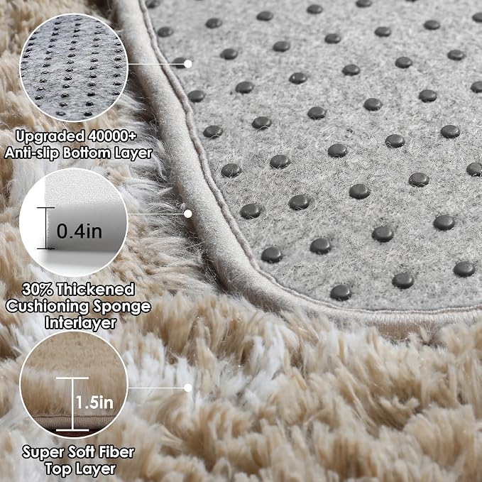 ONASAR Living Room Area Rug 6x9, Large Beige and White Geometric Floor Rugs - Image 4