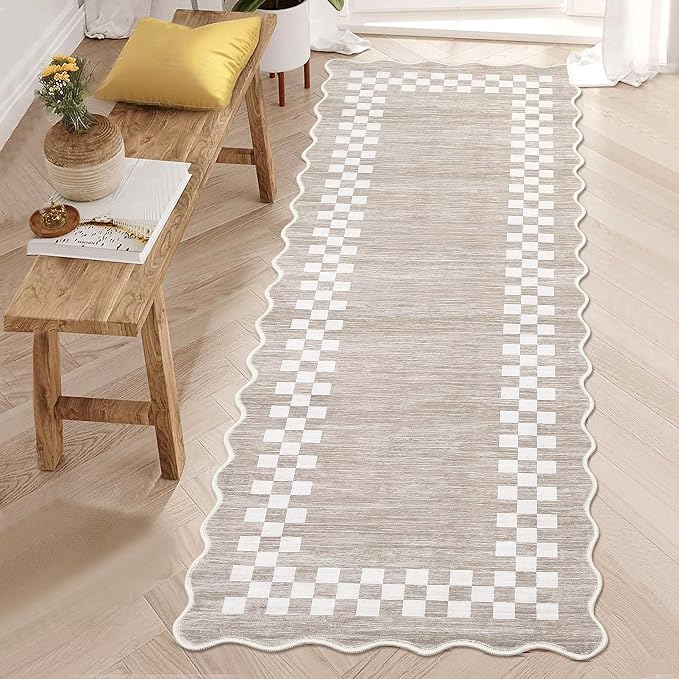 Washable Runner Rug 2x10 Modern Bordered Hallway Runner Rug Non Slip Kitchen - Image 8