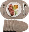 Placemats Set of 4 Non-Slip, Heat Resistant Oval Faux Leather Place mats Double by Delicateandelegantplacemats