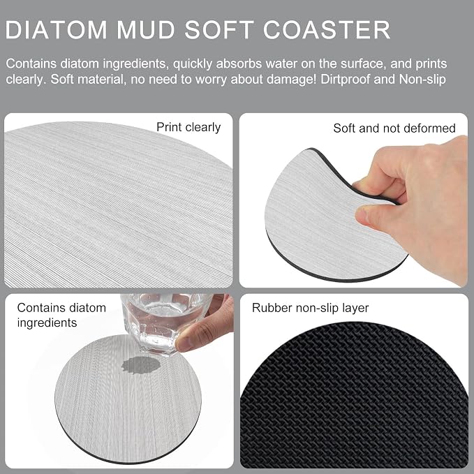 Gray Thin Lines Coasters Set of 6, Absorbent Coasters - Image 9