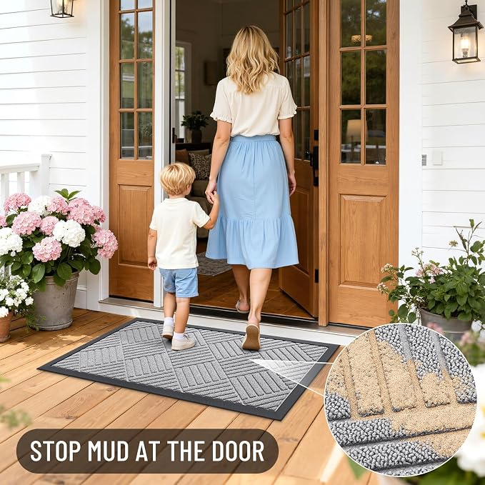 OLANLY Front Door Mat Outside Entrance 47x23, Heavy Duty Sturdy Natural Rubber - Image 6