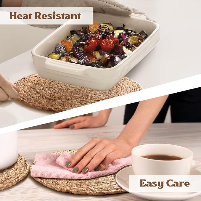 Aofmee 12 inch Round Woven Placemats Set of 10, Boho Rattan Place Mats - Image 3