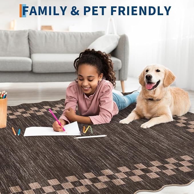 GarveeHome Scalloped Round Rug 4ft Modern Solid Color Circle Rugs Non Slip Low - Image 3