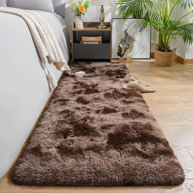 AROGAN Shag Brown Area Rug for Living Room, 5x8 Feet Washable Non-Slip Modern - Image 6