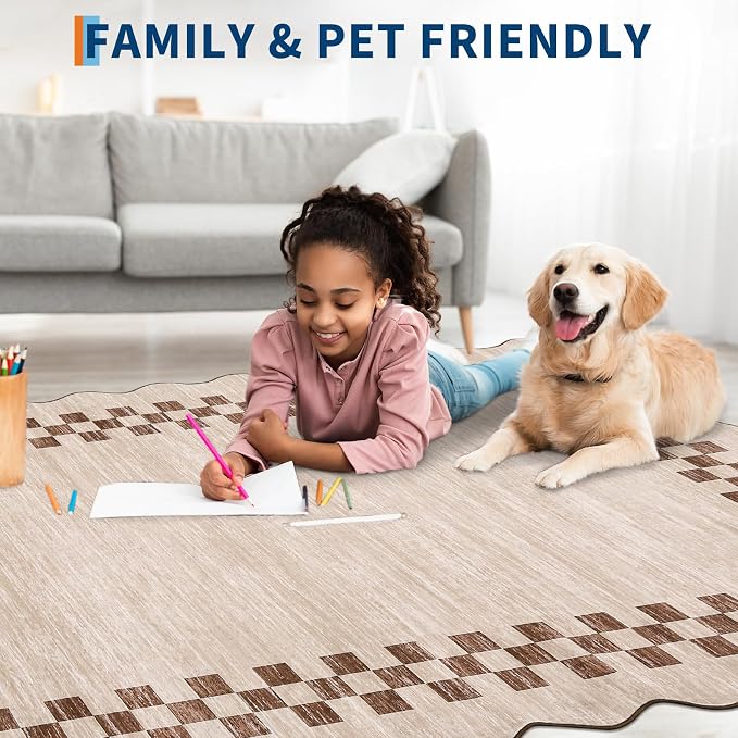 GarveeHome Scalloped Round Rug 4ft Modern Solid Color Circle Rugs Non Slip Low - Image 3