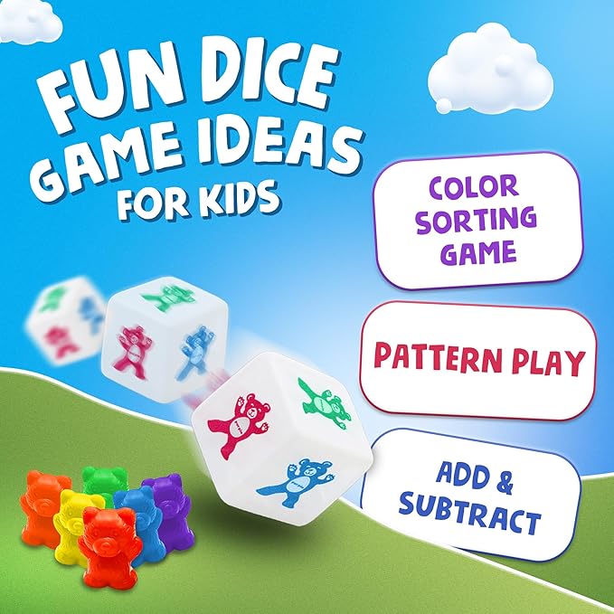 Skoolzy Counting Bears Set - 70 Pc Color Sorting Sensory Toys for Toddlers 3-4 - Montessori Toys for 3 Year Old - Autism Toys for Toddlers 3-4 - Color Sorting Toys for Toddlers Learning + Education