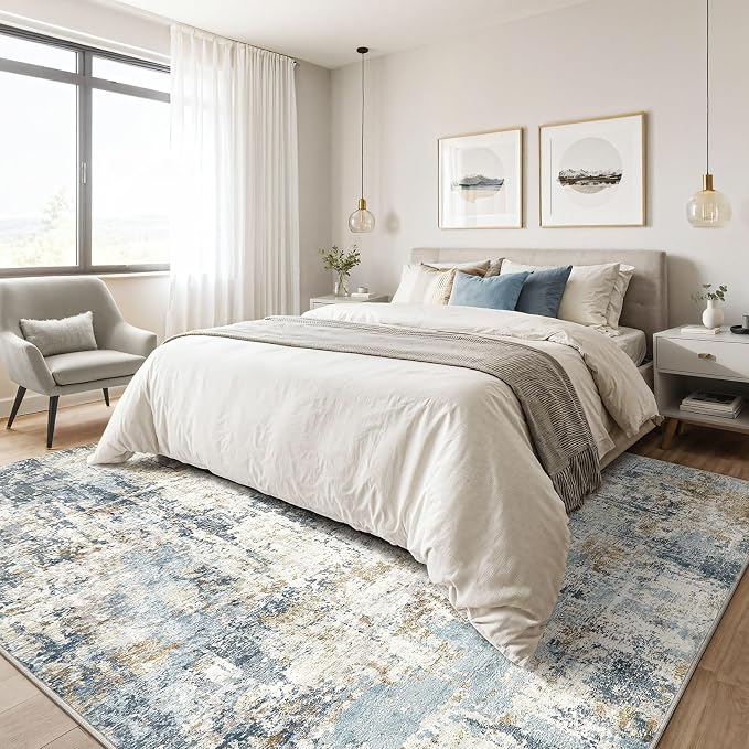 4x6 Rug Washable Area Rugs: Abstract Modern Soft Stain Resistant Indoor Floor - Image 4