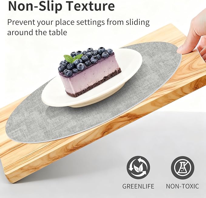 Maxpearl Faux Leather Round Placemats Set of 6, 13.8 inch, Heat Resistant - Image 5
