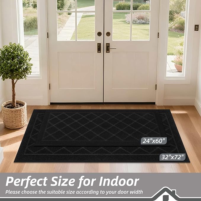 BEQHAUSE Dirt Trapper Door Mat 24" x 60", Doormat Non-Slip Entryway Rugs - Image 2