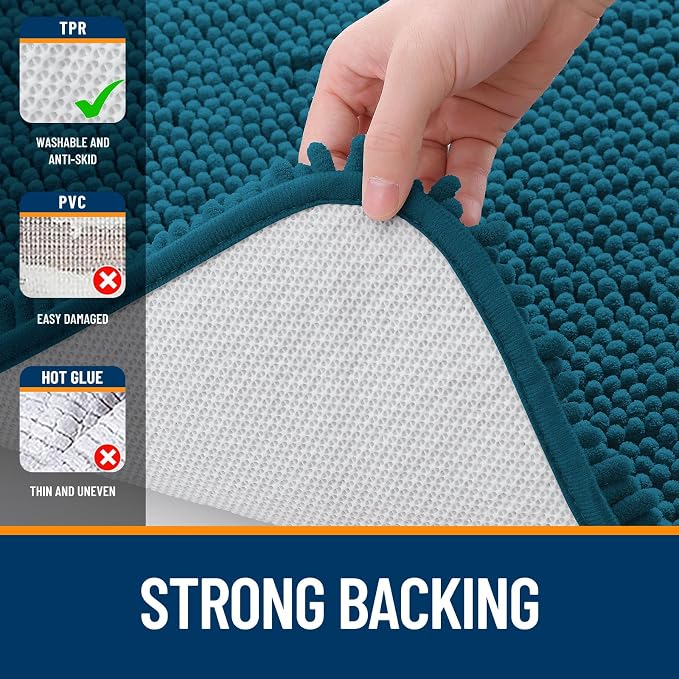 OLANLY Bathroom Runner Rugs 47x17, Soft Absorbent Chenille Bath Rugs, Rubber - Image 6