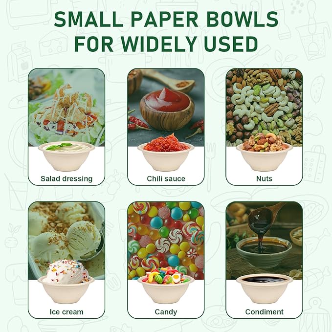 Small Paper Bowls 6 oz, 100 Pack Biodegradable Compostable | Biodegradable - Image 5