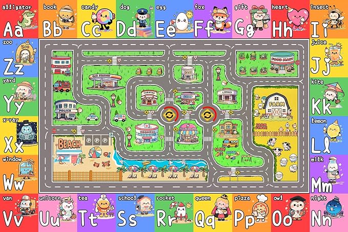 Kids Car Rug for Playroom, 9x12 Kids Play Mat - Image 8