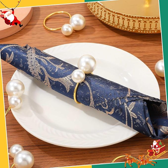 Sliner 100 Pcs Pearl Napkin Rings - Image 6