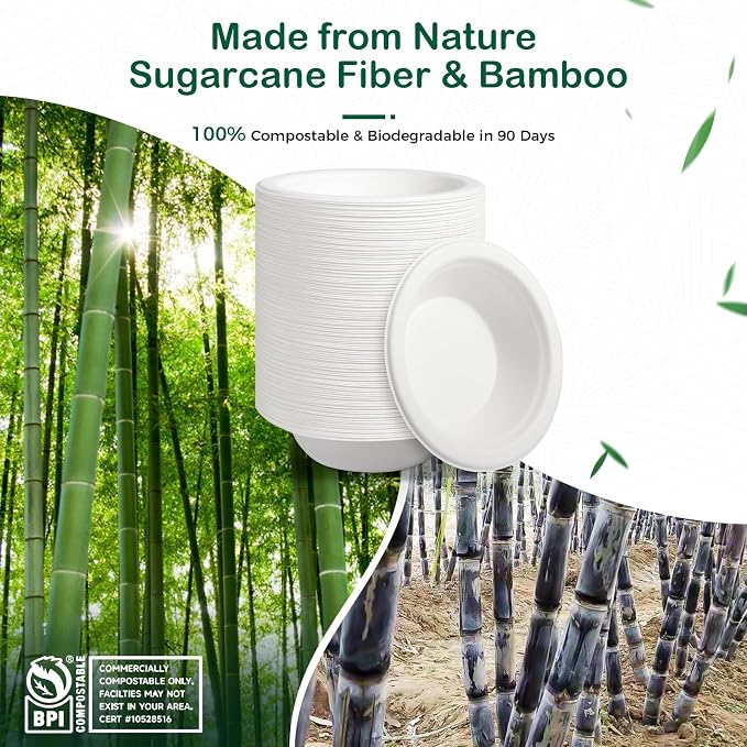 32 oz 68-Pack Large Compostable Paper Bowls, Disposable Meal Prep & Takeout - Image 6