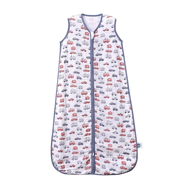 Baby Sleep Sack 0-6 Months Wearable Blanket for Babies 100% Organic Cotton 2-Way Zipper YKK 0.5 TOG Toddler Sleeping Sacks Cars