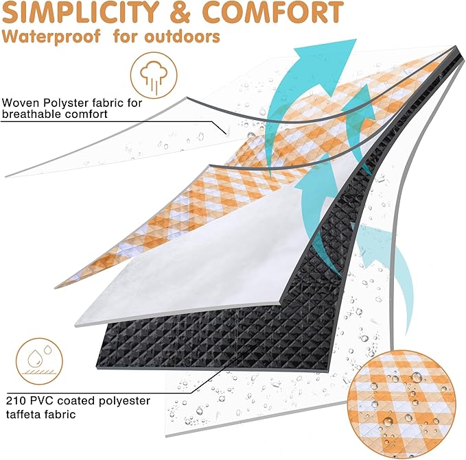 HX&OD Outdoor Picnic Blanket, Extra Large, 80''x80'' Waterproof Foldable Blankets Gingham Picnic Mat for Beach, Camping Grass Lawn Park Accessories Cute Couple Ideas Wedding (Yellow, 80”x80”)