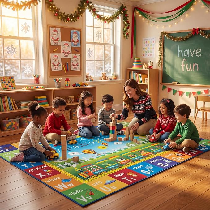 Unirea 8x10 Kids Rug for Playroom Classroom Bedroom, Washable Educational Play - Image 7
