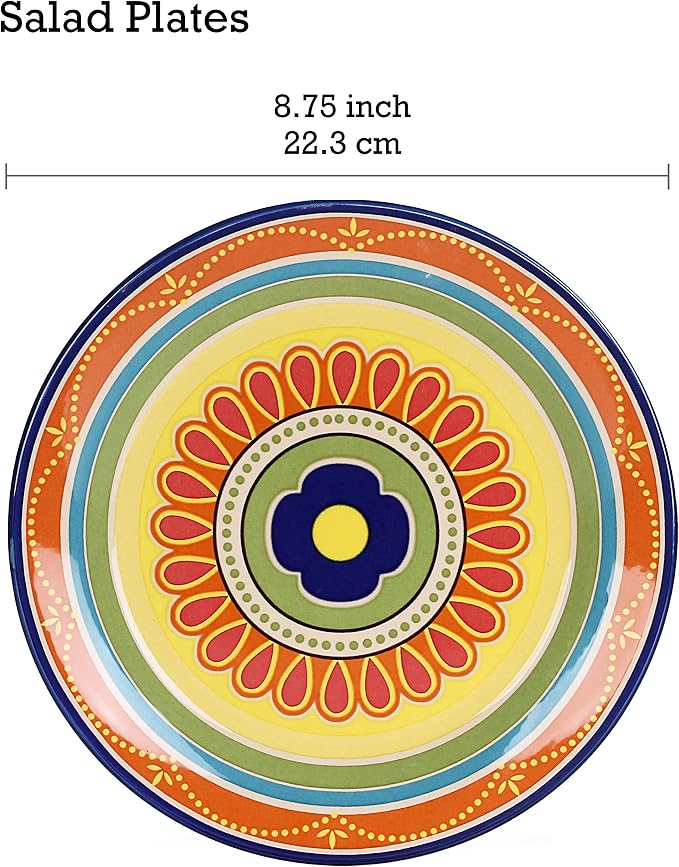 Bico Tunisian Salad Plates Set of 4, 8.75 Inch Ceramic Dessert Plates - Image 2