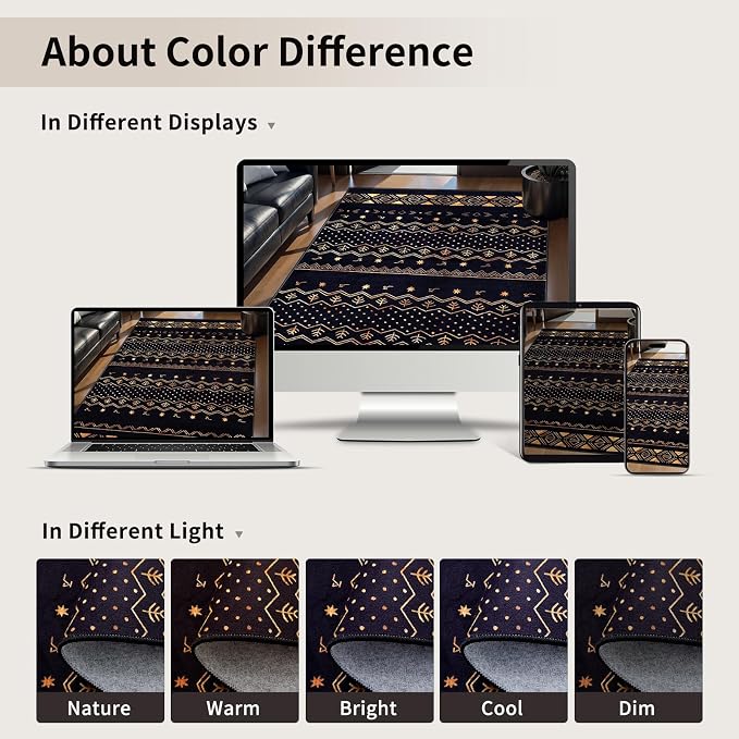 SERISSA 3x5 Area Rugs for Living Room, Washable Non-Slip Black and Gold Small - Image 3