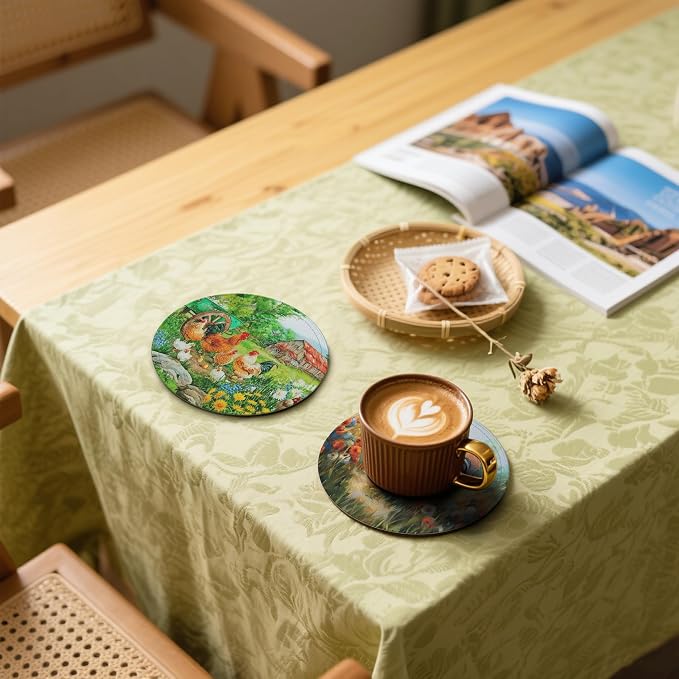Rooster Coasters Leather Round Drink Coasters 6 Pcs Set - Image 5