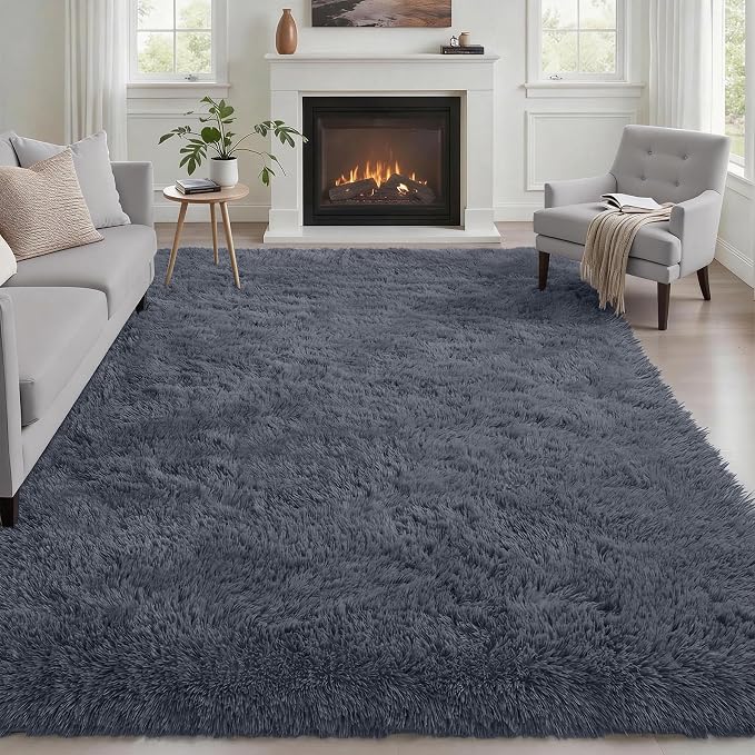 Fluffy 4x6 Area Rugs for Living Room Bedroom: Ultra Soft Shag Rug Non-Slip by Luxturiy
