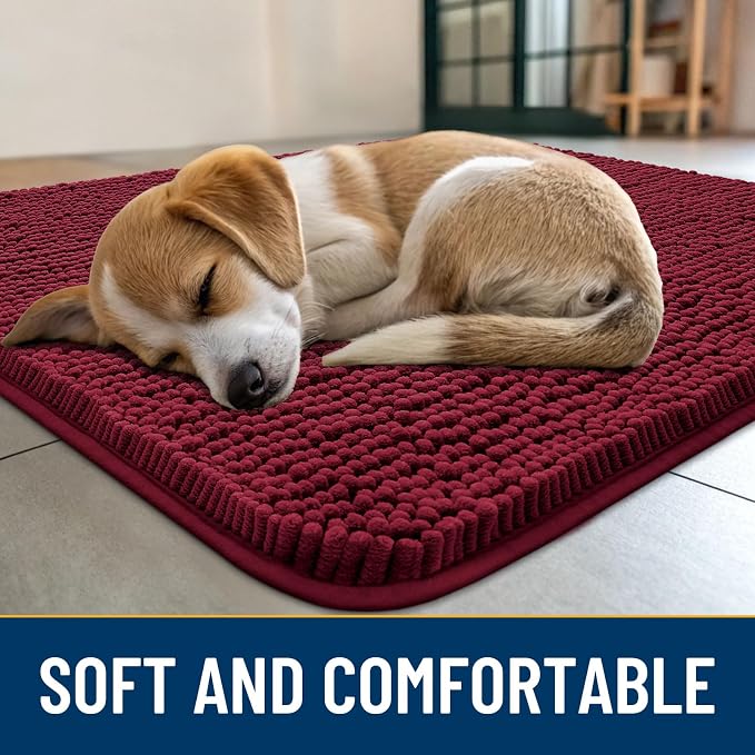 Smiry Dog Door Mat for Muddy Paws 47x32, Absorbent Dirt Trapper, Non-Slip - Image 2