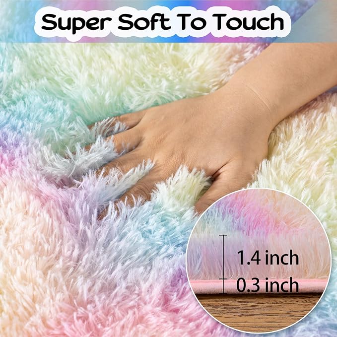 qulint 5x7 Fluffy Area Rug for Bedroom, Fuzzy Soft Kids Rug for Girl Plush - Image 3