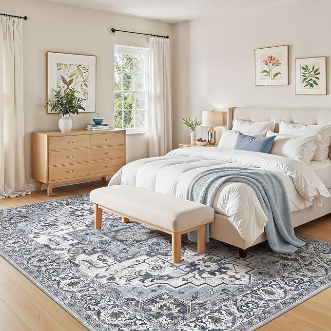 10x14 Area Rugs Living Room: Washable Vintage Rug Large Non-Slip Stain - Image 4