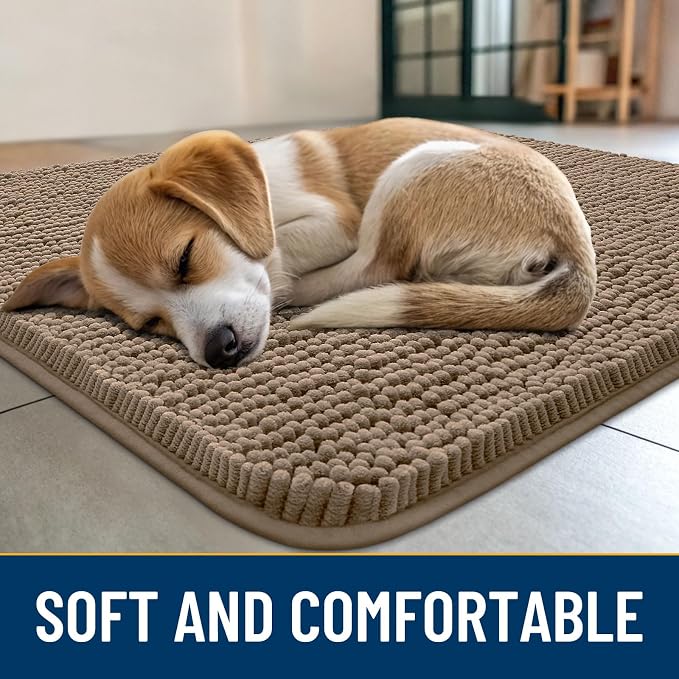 Smiry Dog Door Mat for Muddy Paws 40x24, Absorbent Dirt Trapper, Non-Slip - Image 2
