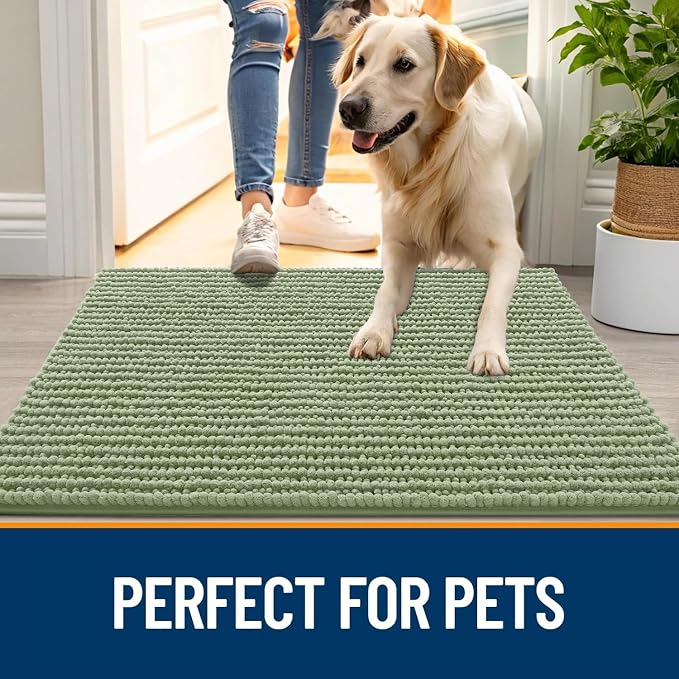 OLANLY Dog Door Mat for Muddy Paws 47x20, Ultra Absorbent Chenille Mud Doormat - Image 6