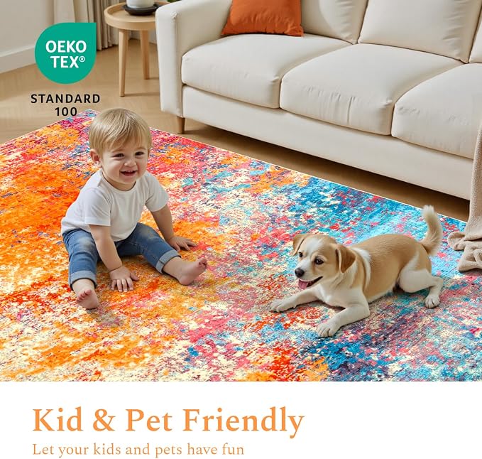 Rugflix Round Area Rugs 4Ft for Living Room, Washable Circle Rug - Image 5