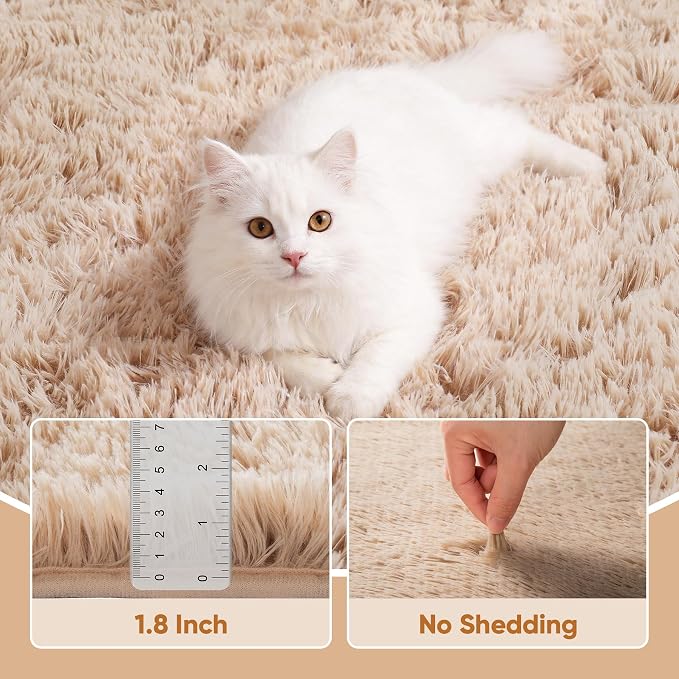 Area Rug for Living Room Bedroom: 9x12 Camel Soft Fluffy Shag Upgrade Non-Slip - Image 5
